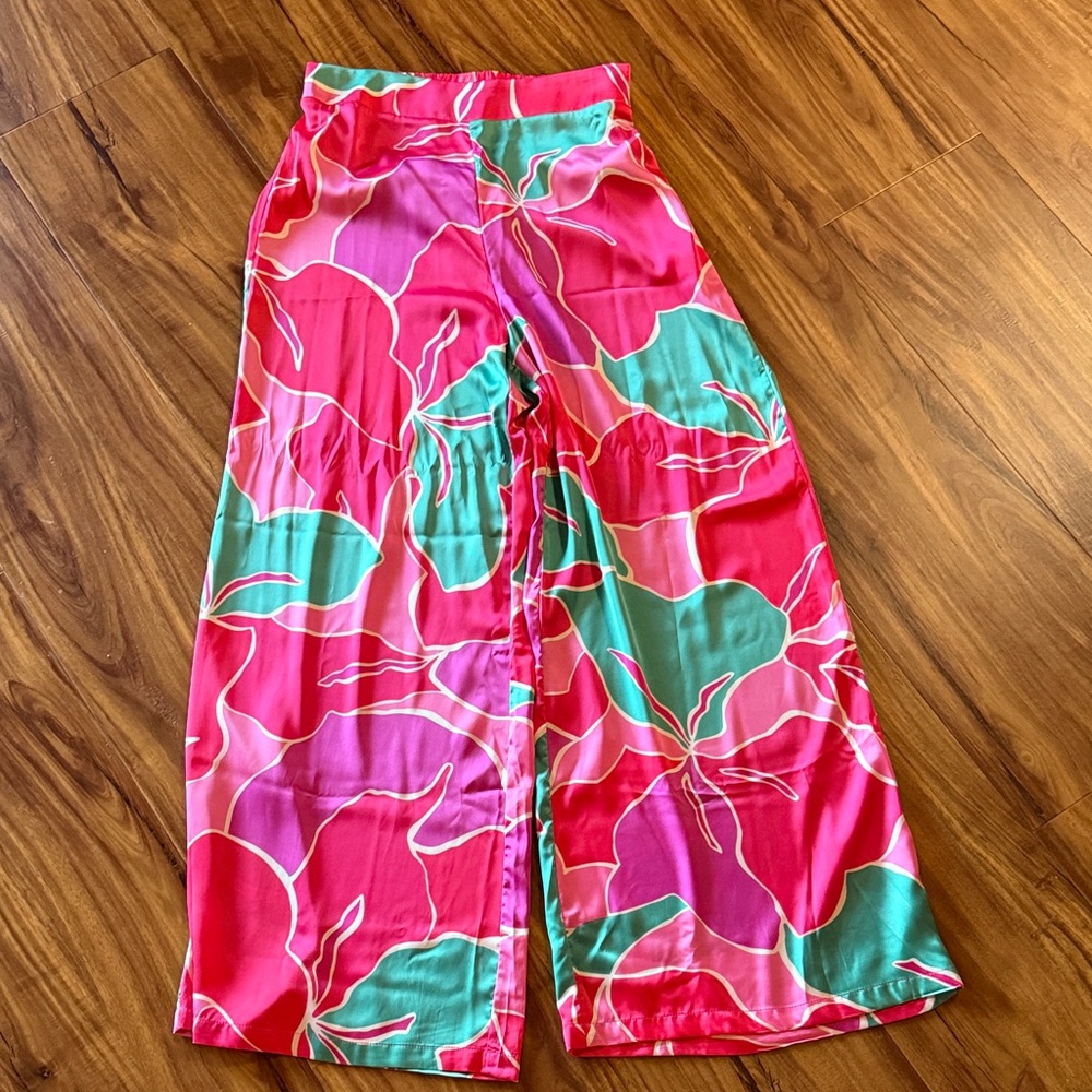 Pink Martini Bold Floral Wide Leg Pants